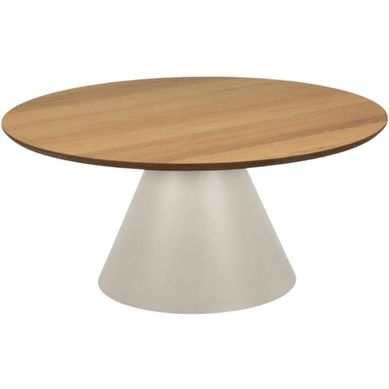 Hellin - Table basse ronde en bois et métal grège D85 - girolle