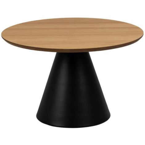 Table basse ronde en bois et métal noir D65 - GIROLLE