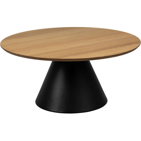 Table basse ronde en bois et métal noir D85 - GIROLLE