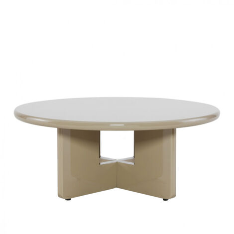 Table basse ronde en bois laqué ø80cm - Beige - Paloma
