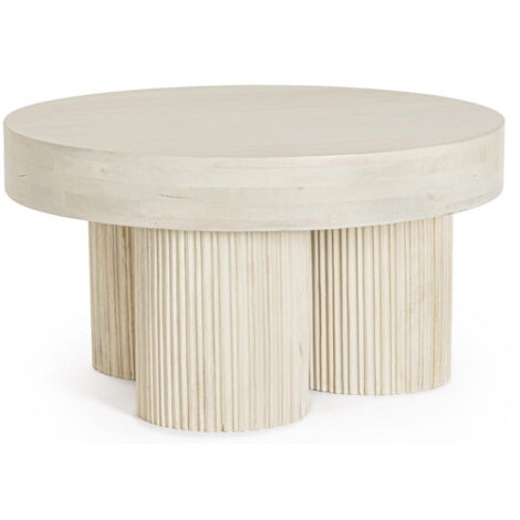 Table basse ronde en bois massif Bozar 75cm-Couleur Naturel