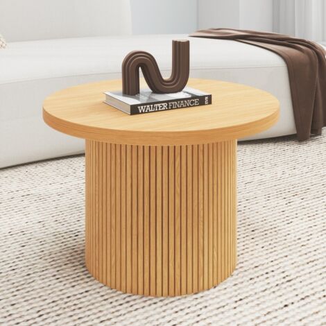 Table basse ronde en bois massif - diamètre 80cm - plateau épais - style naturel - pour salon/chambre