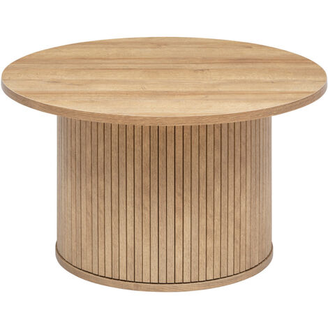Table basse ronde en bois MDF coloris naturel   - diamètre 70 x hauteur 40 cm
