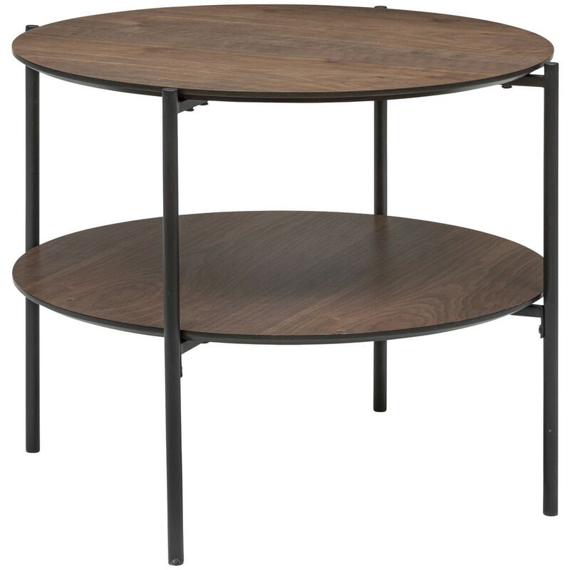 Pegane - Table basse ronde en bois naturel et métal - diamètre 63,20 x Hauteur 52 cm