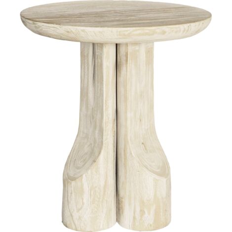 table basse ronde en bois naturel paulownia élégant - bois naturel clair veiné