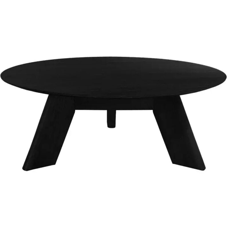 Meubletmoi - Table basse ronde en bois noir D.90 cm avec 3 pieds inclinés - zara