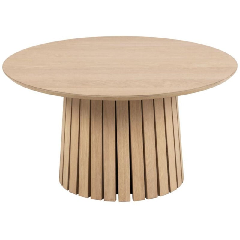 Hellin - Table basse ronde en chêne blanchi pied central conique D80 - ciro - bois clair
