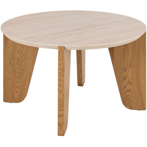 Table basse ronde en effet travertin ø80cm - Beige - Vivo