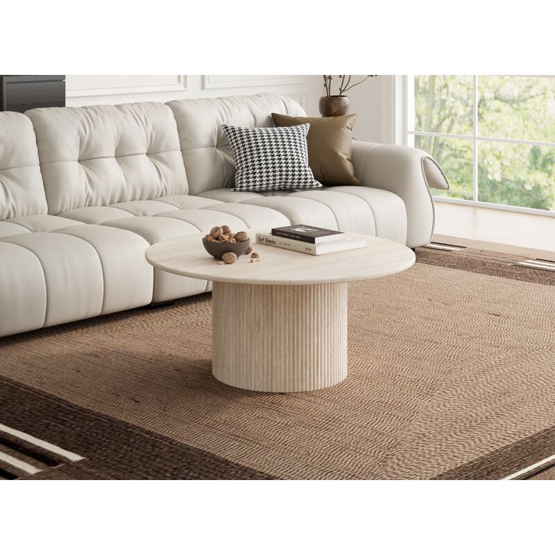 Deco In Paris - Table basse ronde en marbre composite beige dhara