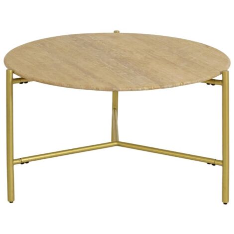 Table basse ronde en marbre et métal doré Cerys
