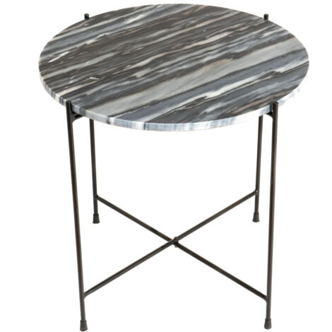 Table basse ronde en marbre et pieds en métal noir D50 - MELBA