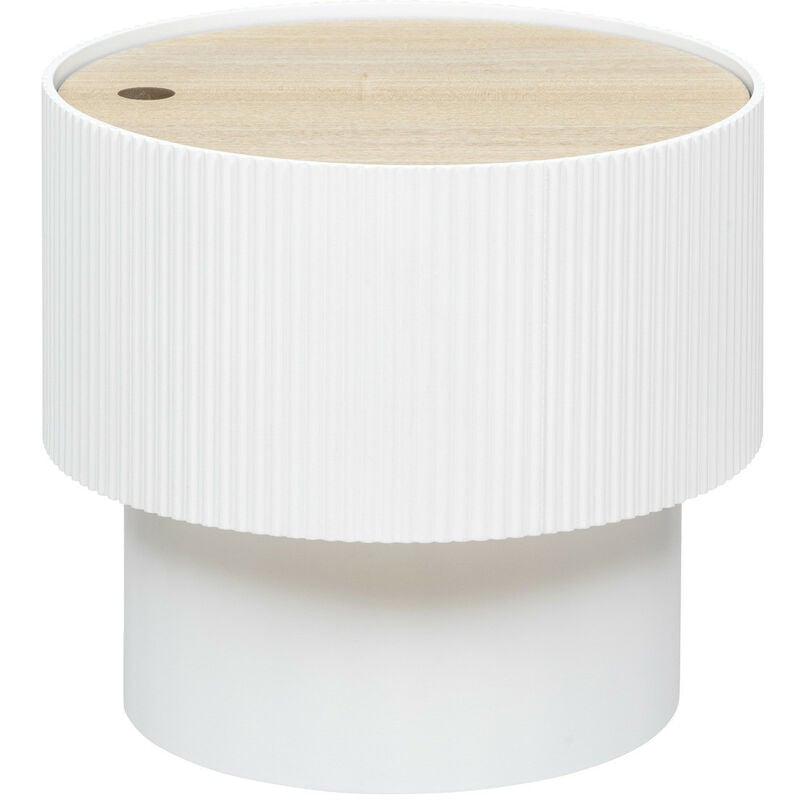 Pegane - Table basse ronde en mdf coloris blanc - diamètre 38,5 x Hauteur 35 cm