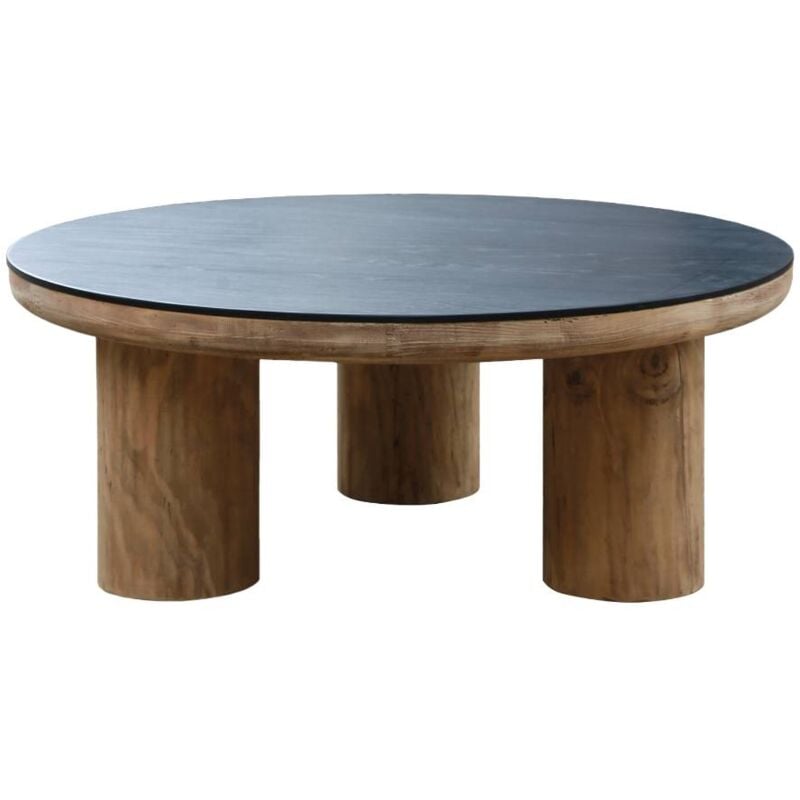 Table basse ronde en pin recyclé Constance