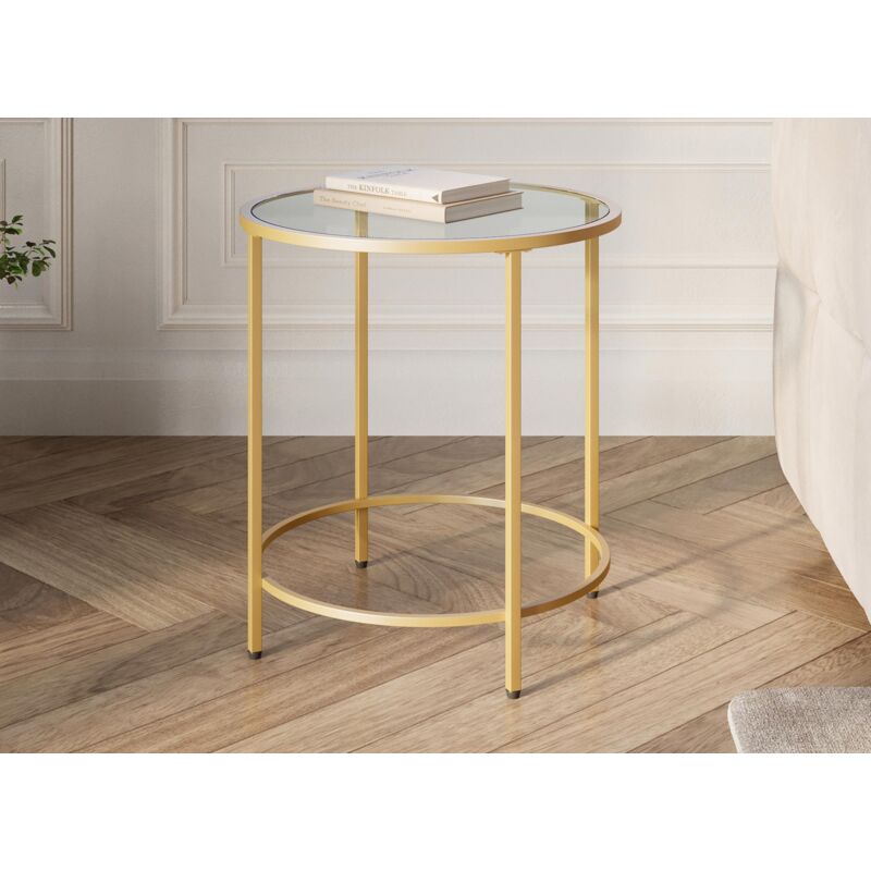 Deco In Paris - Table basse ronde en verre et métal olive