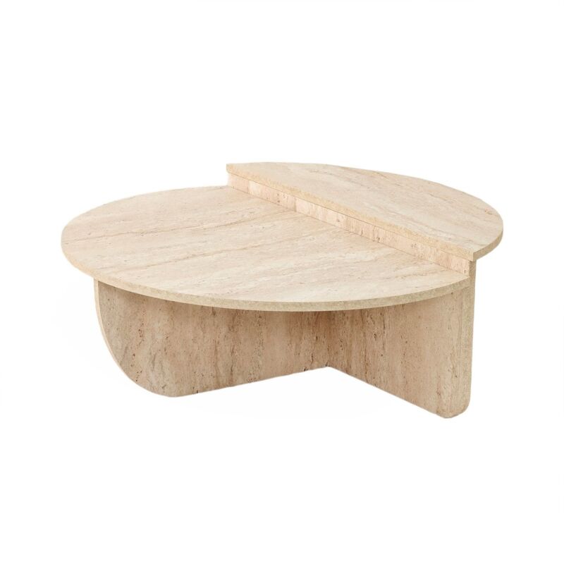 Table basse ronde grand format effet travertin Table basse ronde grand format effet travertin