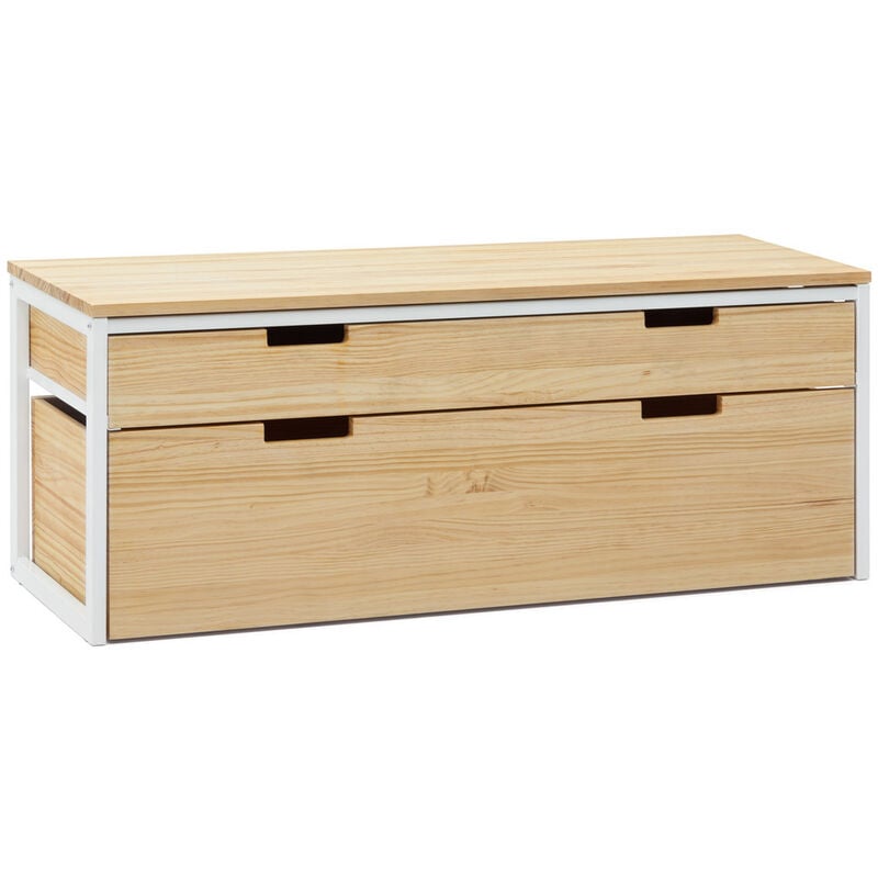 Box Furniture - Meuble tv Icub3 avec tiroir et conteneur 40x120x45 cm Blanc-naturel - Blanc