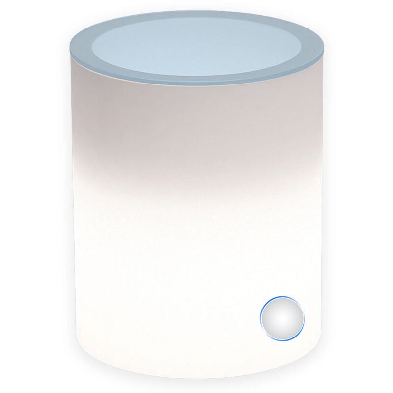 Tekcnoplast - Table basse lumineuse forme ronde ø 40 cm h 50 en résine avec vitre trempé 8 mm mod. Relax Led Led Blanc