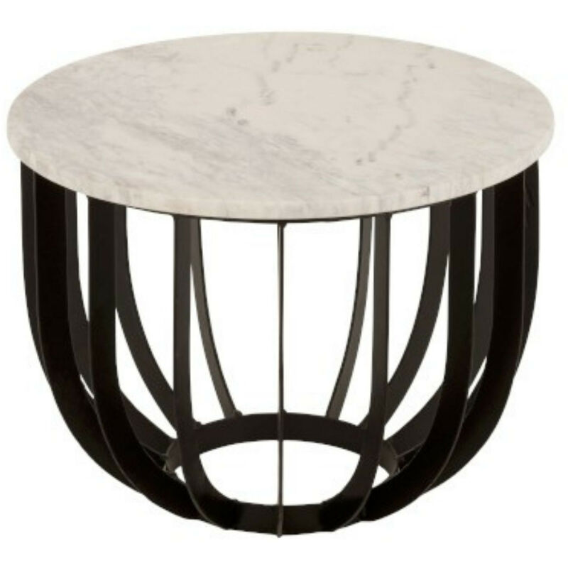 Table basse ronde en marbre et métal D50 - blanc
