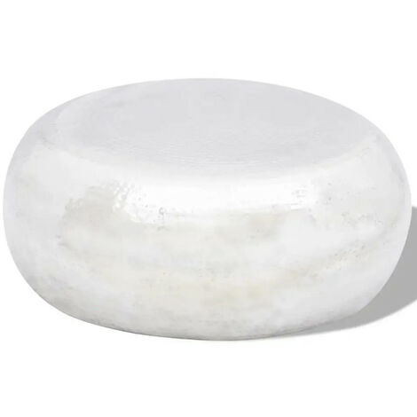 Table basse ronde métal martelé argenté Sym D 75
