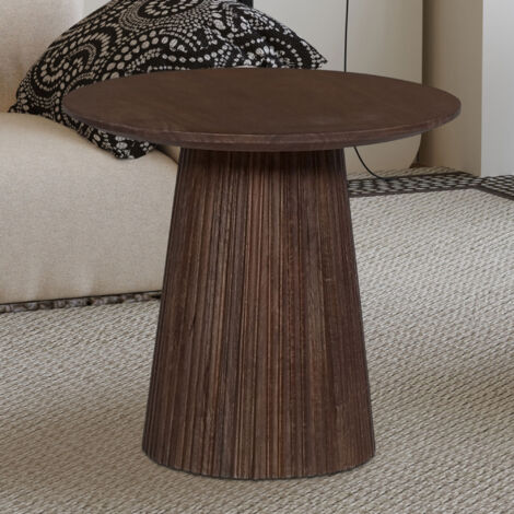 Table basse ronde Miguel 50cm brun foncé Bois de Mango massif