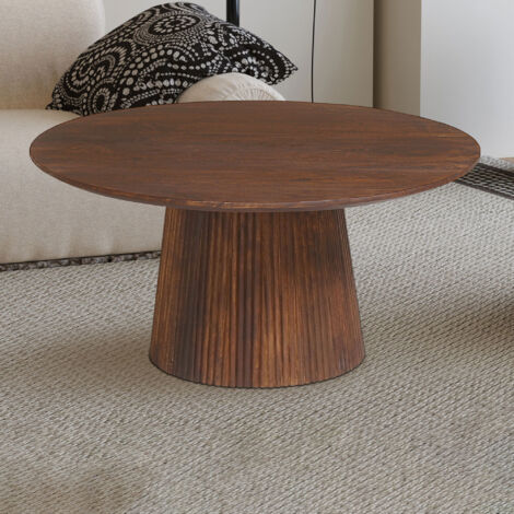 Table basse ronde Miguel 80cm brun clair