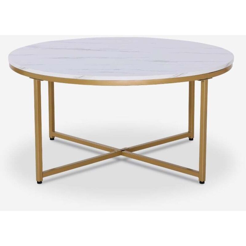 Table basse ronde moderne 90 cm en métal effet marbre Sulley+ - Cuivre Table basse ronde moderne 90 cm en métal effet marbre Sulley+ - Cuivre
