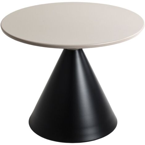 Table basse ronde moderne en métal avec base piédestal coloris Gris/Noir - Diamètre 60 x Hauteur 47 cm