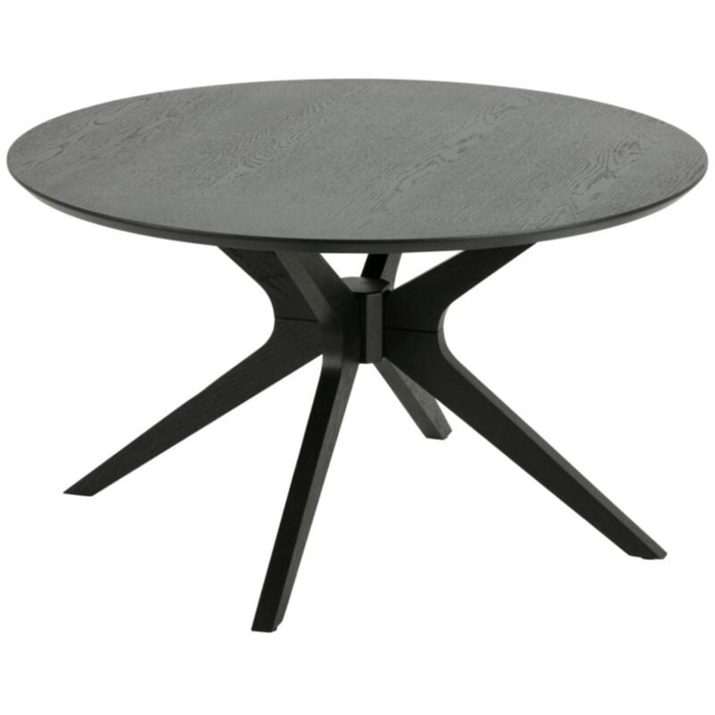 Hellin - Table basse ronde noire en chêne 4 pieds D80 - zelia