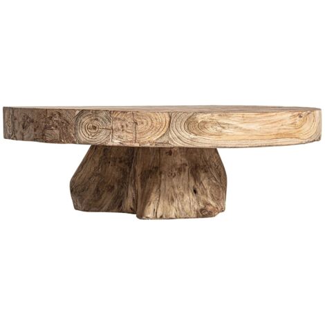 Table basse ronde NYSTED — bois de chemin de fer, pièce unique