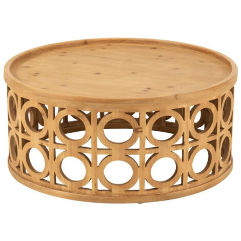 Table basse ronde sculptée en bois D78 - CAHUITA