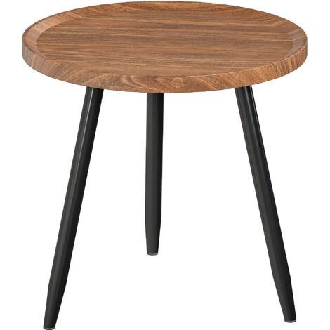 Table basse ronde SIENNA effet bois de noyer et noire