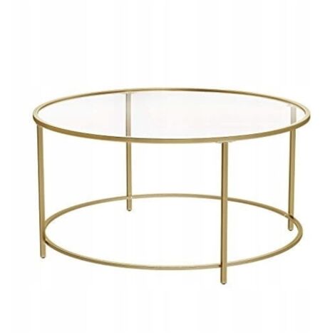Table basse ronde Valora acier doré plateau verre élégant