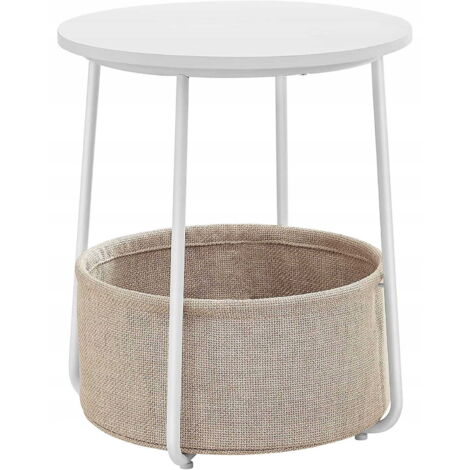 Table basse ronde Valora avec panier blanc design chic