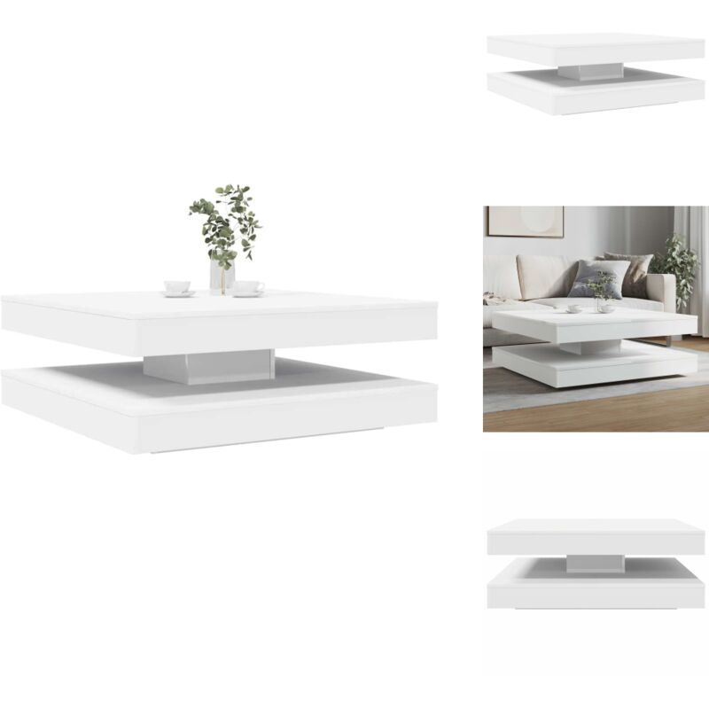 Vidaxl - Table basse rotative à 360 degrés blanc 90x90x34,5 cm - Table Basse - Tables Basses - Table D'appoint - Table De Canapé