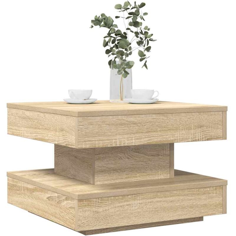 Vidaxl - Table basse rotative à 360 degrés chêne sonoma 50x50x34,5 cm