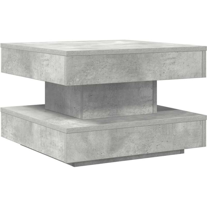 vidaXL Table basse rotative à 360 degrés gris béton 50x50x34,5 cm