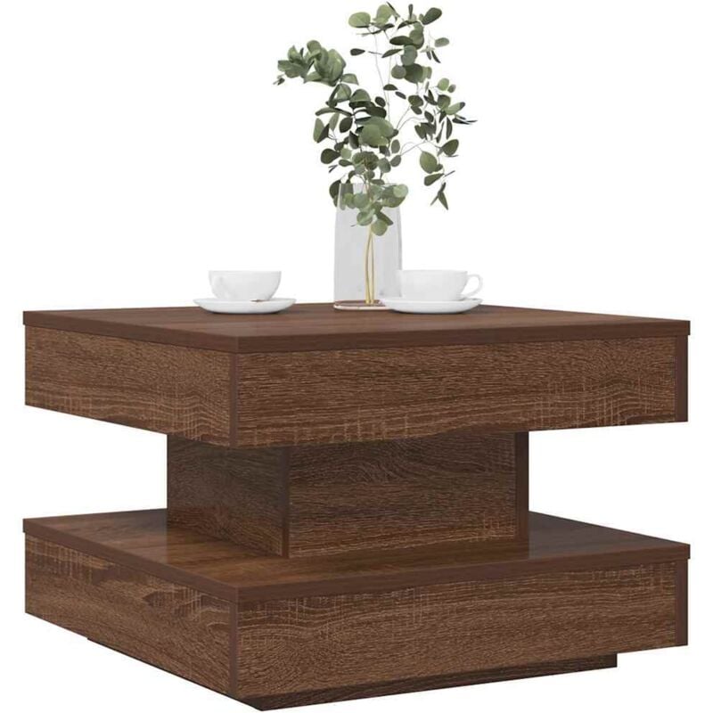 Vidaxl - Table basse rotative à 360 degrés chêne marron 50x50x34,5 cm