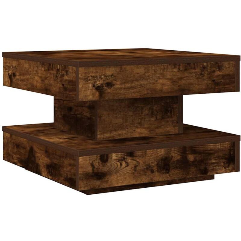 Vidaxl - Table basse rotative à 360 degrés chêne fumé 50x50x34,5 cm