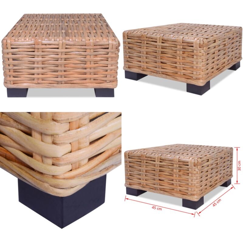 Table basse Rotin naturel 45x45x30 cm - Table Basse - Meuble Salon - Rotin Naturel - Table Basset - Design Moderne - Home & Living