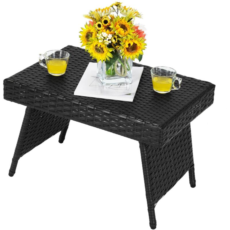 Table basse rotin, table basse pliante, table basse tressée, table d’appoint, table d’appoint d e jardin, table d’appoint extérieure, petite table,