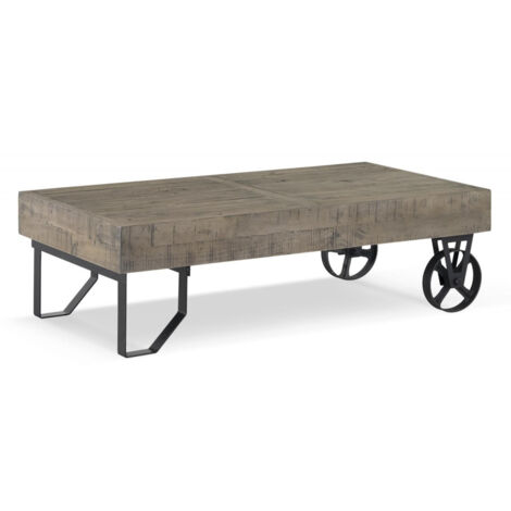 Table basse roulettes - Bois - Marron - Décoration d'Autrefois
