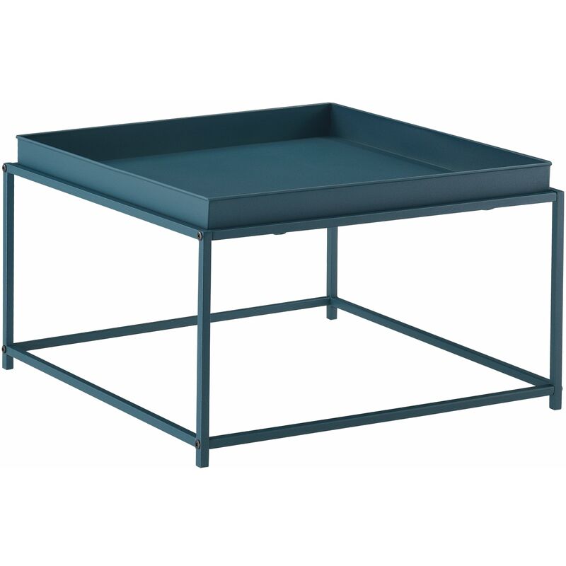 Helloshop26 - Table basse salon avec plateau amovible en métal 59 x 59 cm turquoise - Métal