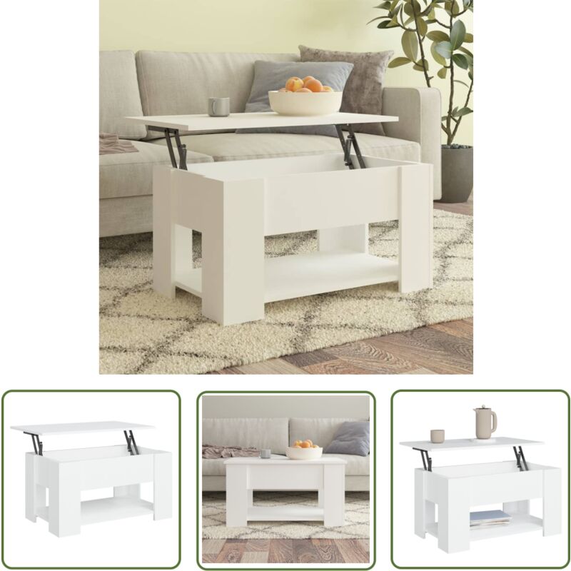 Le Poisson Qui Jardine - The Living Store Table basse blanc 79x49x41 cm bois d'ingénierie - Table Basse Blanche - Table Basse Pliable - Table Basse Le Poisson Qui Jardine - The Living Store Table basse blanc 79x49x41 cm bois d'ingénierie - Table Basse Blanche - Table Basse Pliable - Table Basse