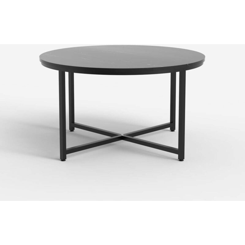 Table basse salon rond 80cm avec plateau effet marbre Granato - Noir Table basse salon rond 80cm avec plateau effet marbre Granato - Noir