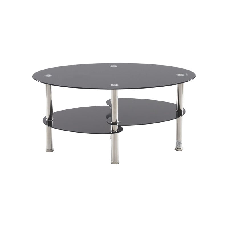Hoerfuriy - Table Basse Salon, Table de Salon,Meuble de Salon en Verre, Table Basse Ronde, Bout de Canapé, Robuste et Stable, Décoratif,Noir