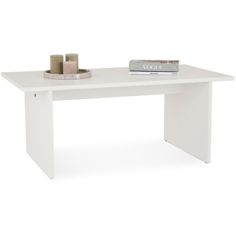 Idimex - Table basse salto en bois massif - Blanc