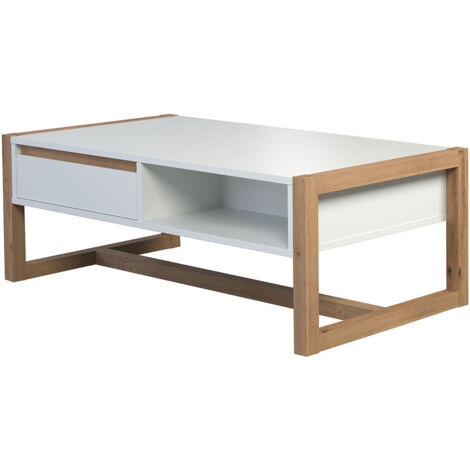 Table basse scandinave blanc/chêne Jedusor