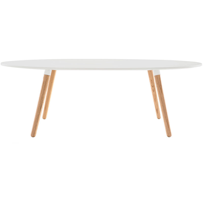 Miliboo - Table basse scandinave blanc et bois clair ovale GILDA