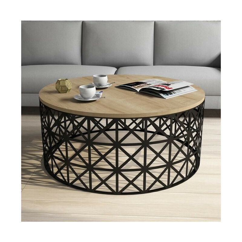 Azura Home Design - Table basse selin coloris chêne 90 x 90 x 38 cm