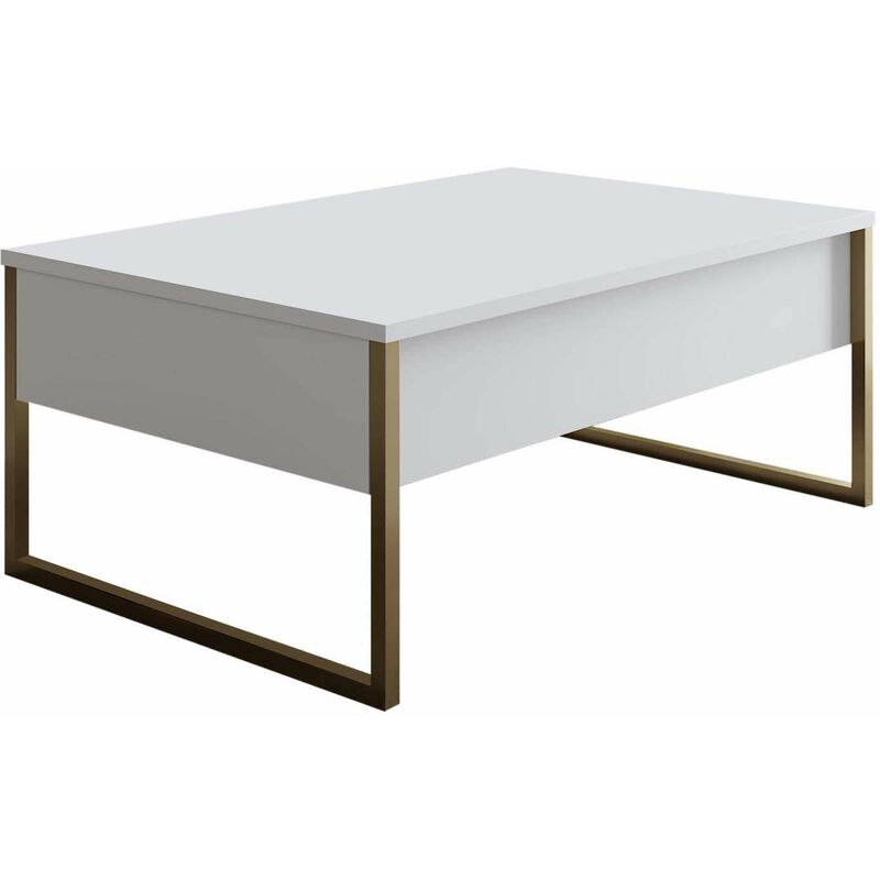 Hanah Home - Table basse en aggloméré blanc et métal doré Luxe - Blanc